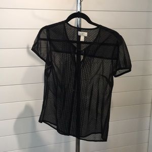 Loft black sheer blouse